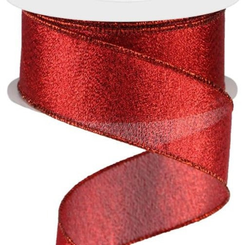 Wired Ribbon * Metallic Red* Canvas * 1.5" x 10 Yards * RM994424