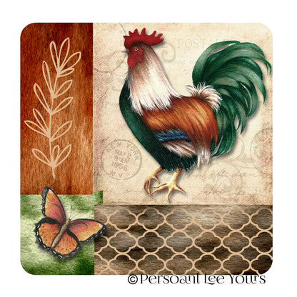 Wreath Sign * Rustic Rooster *  3 Sizes * Lightweight Metal