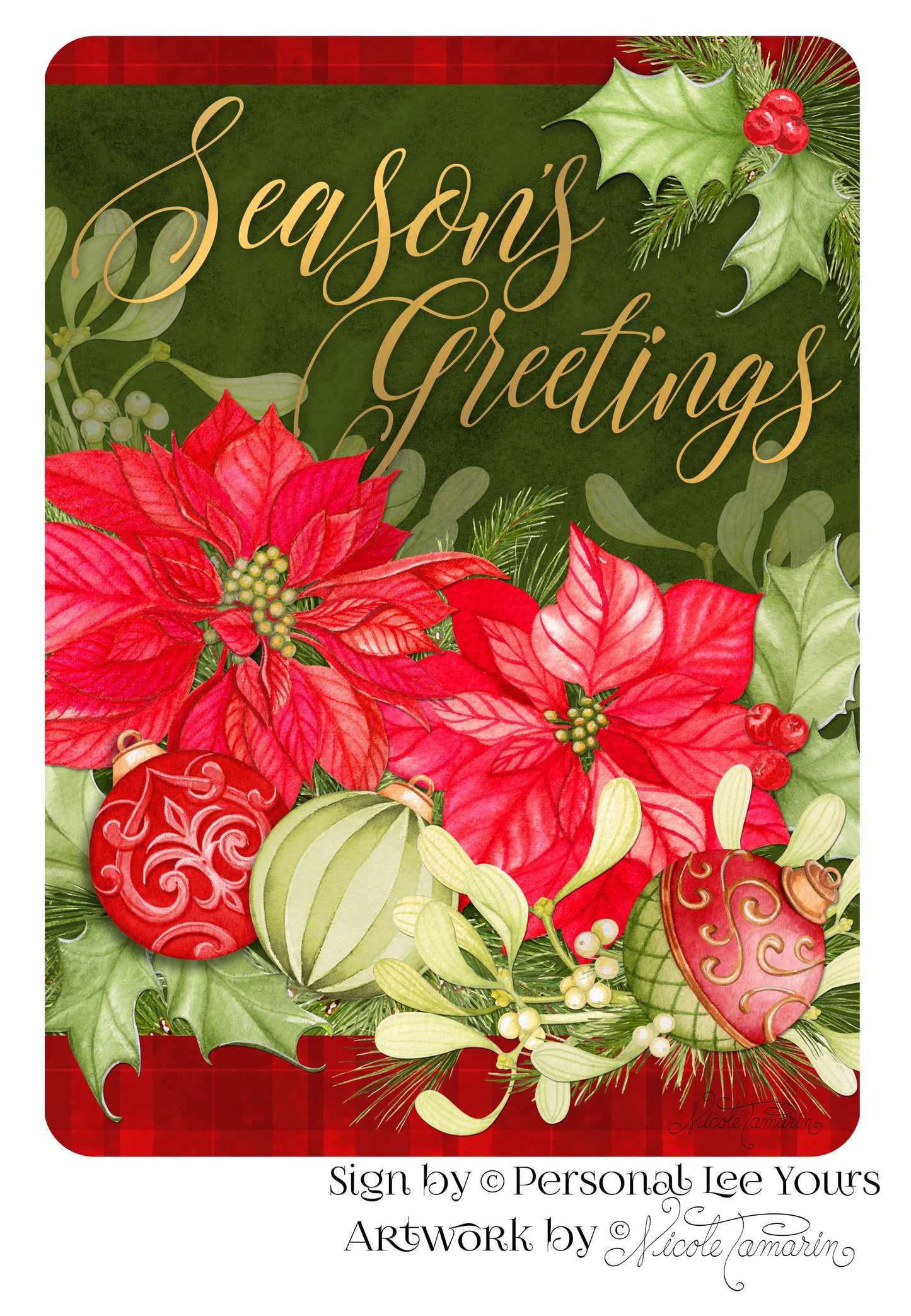 Nicole Tamarin Exclusive Sign * Season's Greetings Poinsettia Ornament ...