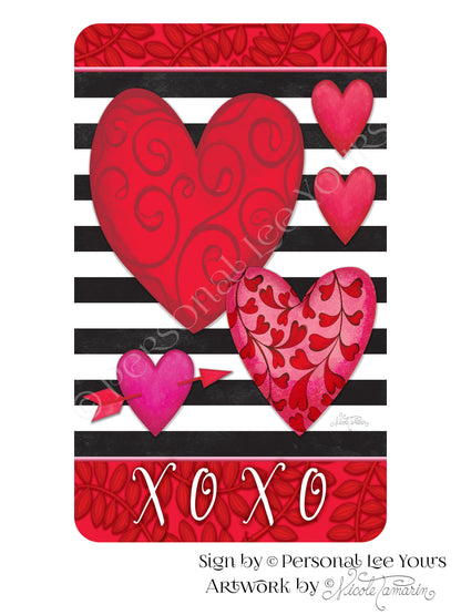 Nicole Tamarin Exclusive Sign * Striped Valentine XOXO * 3 Sizes * Lightweight Metal