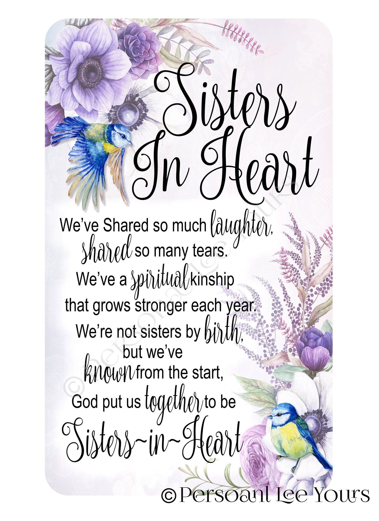 Wreath Signs * Sisters In Heart * 3 Sizes * Lightweight Metal