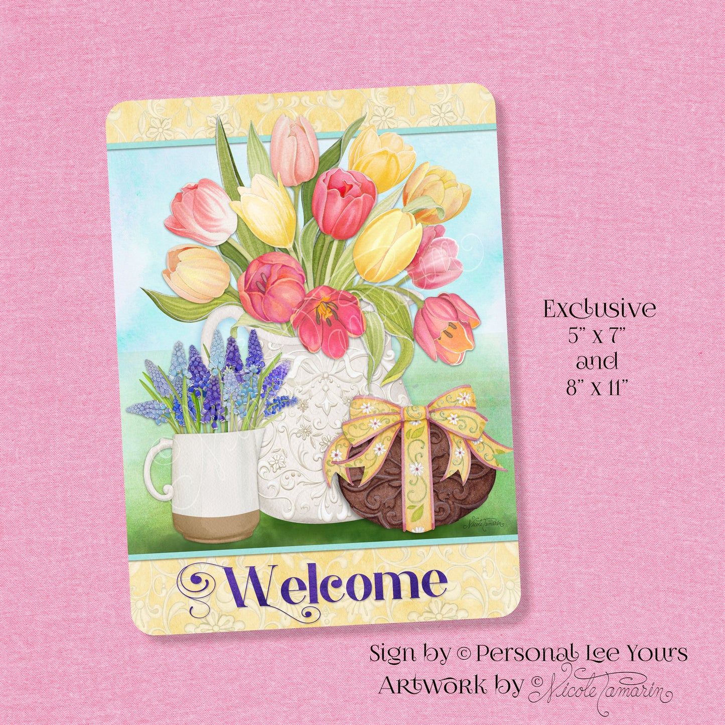 Nicole Tamarin Exclusive Sign * Spring Welcome * 2 Sizes * Lightweight Metal