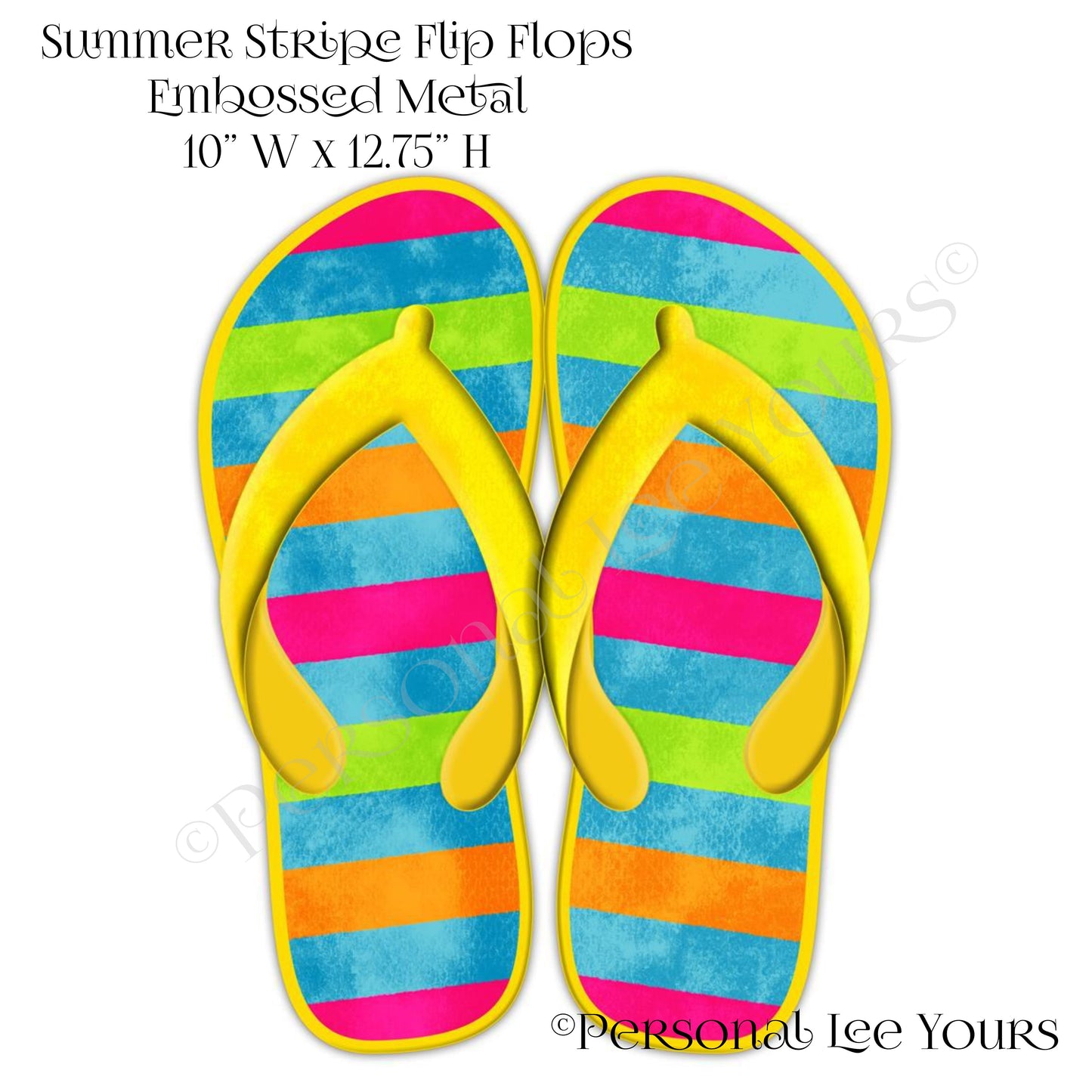 Wreath Accent * Striped Flip Flops * Embossed Metal * 10" W  x  12.75" H  * Lightweight * MD0966