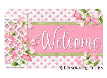 Wreath Sign * Sweet Pea Welcome * 3 Sizes * Lightweight Metal