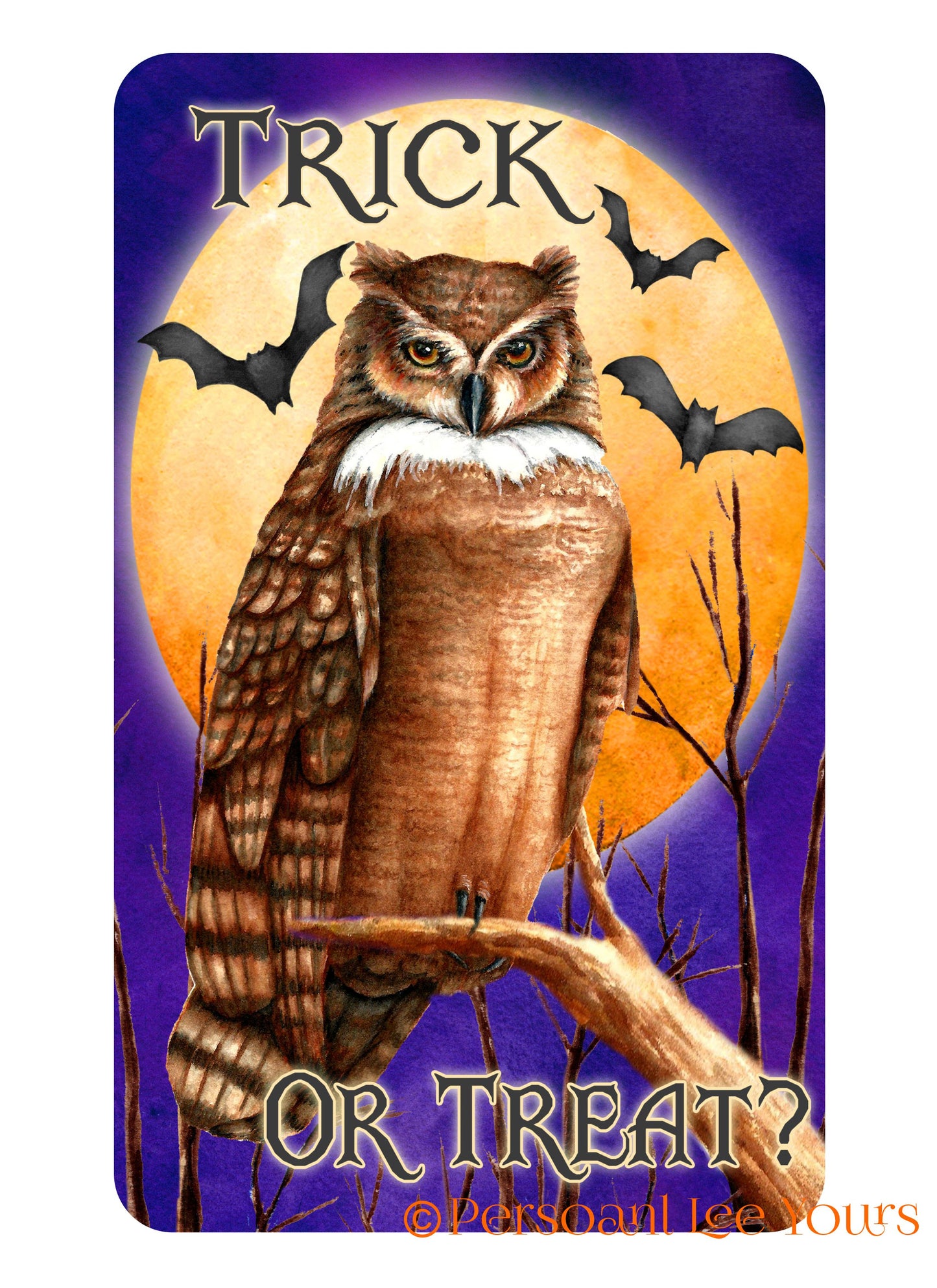 Halloween Wreath Sign * Trick Or Treat * Owl * 3 Sizes * Lightweight Metal