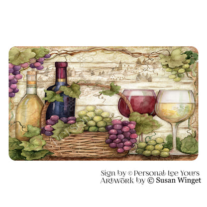 Susan Winget Exclusive Sign * Tuscan Wine and Grapes * Horizontal * 4 Sizes * Lightweight Metal