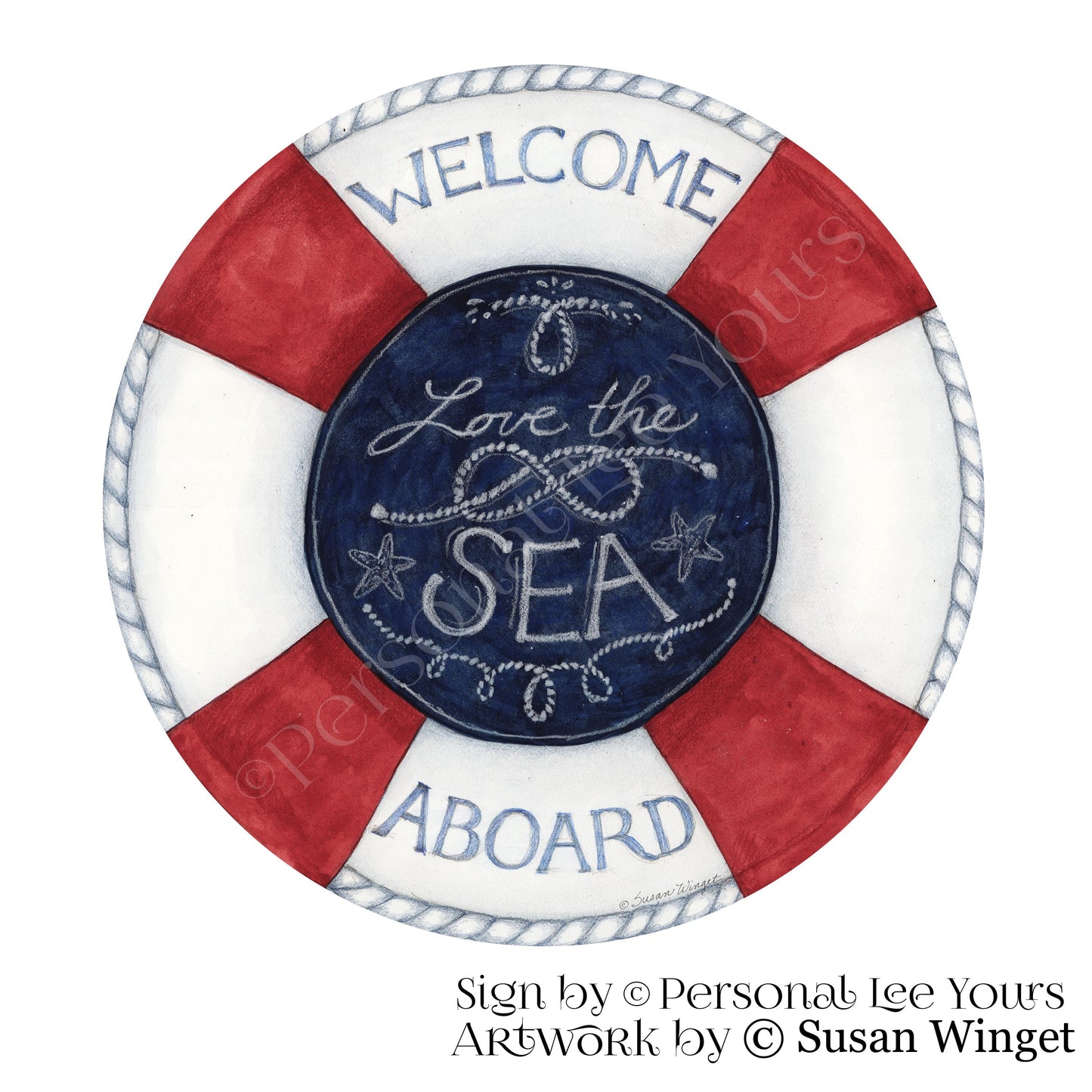 Susan Winget Exclusive Sign * Welcome Aboard * Round * Lightweight Metal