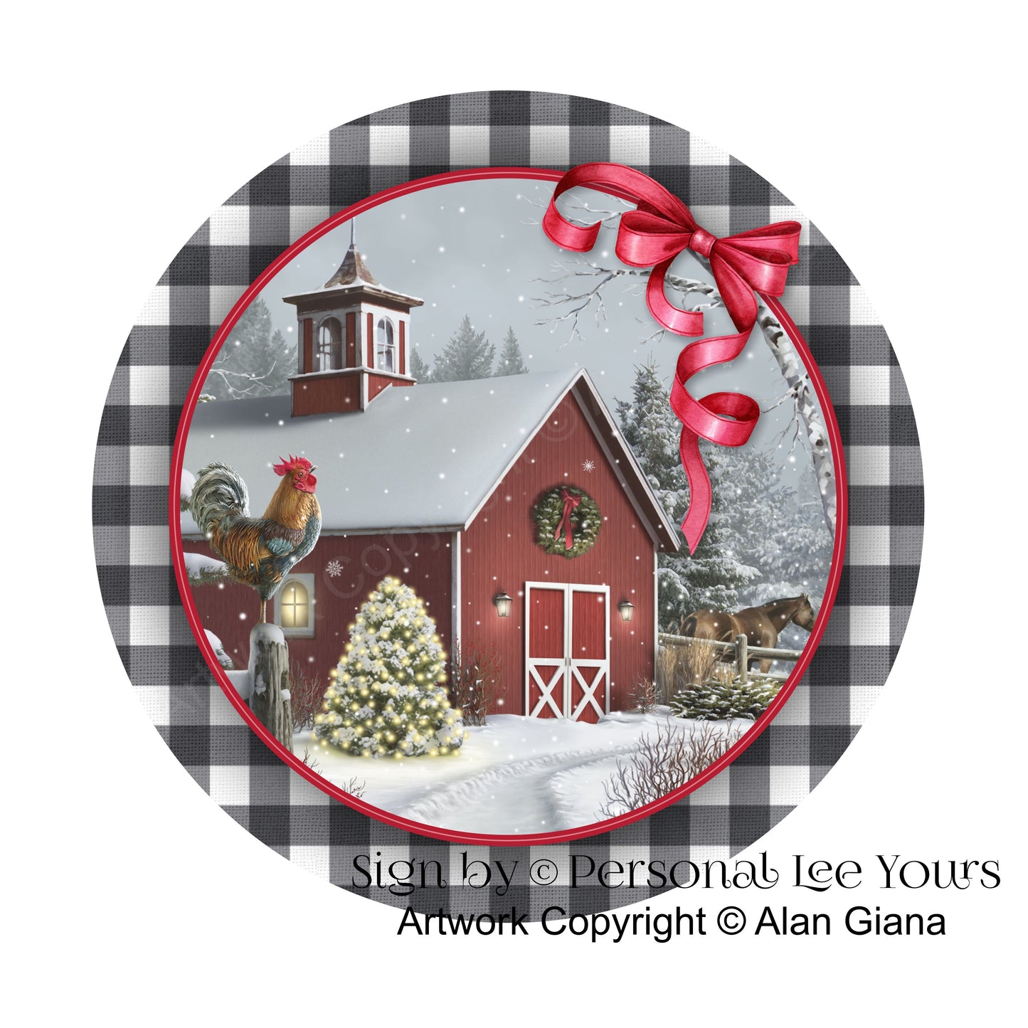 Alan Giana Exclusive Sign * Winter Barn * Round * Lightweight Metal