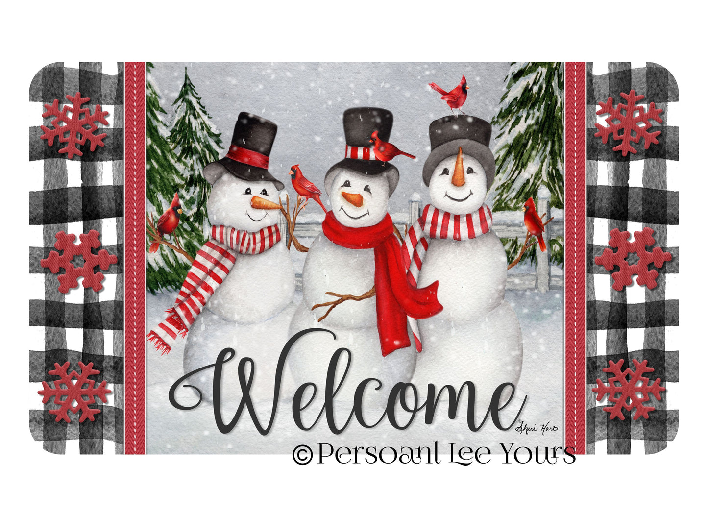 Snowman Wreath Sign * Winter Pals Welcome * 3 Sizes * Lightweight Metal