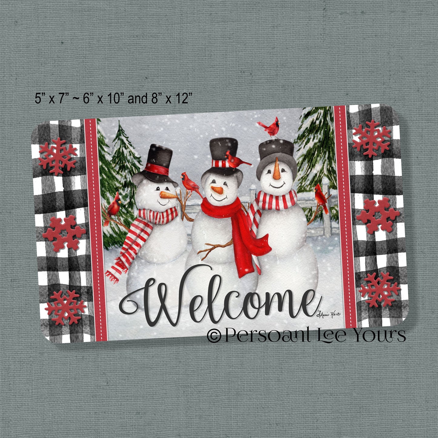 Snowman Wreath Sign * Winter Pals Welcome * 3 Sizes * Lightweight Metal