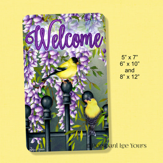 Wreath Sign * Wisteria Gate Welcome * 3 Sizes * Lightweight Metal