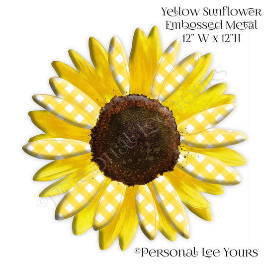Wreath Accent * Yellow Sunflower * Embossed Metal * 12" W  x  12" H  * Lightweight * MD078429