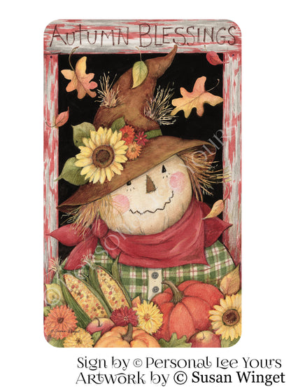 Susan Winget Exclusive Sign * Autumn Blessings Scarecrow * 3 Sizes * Lightweight Metal