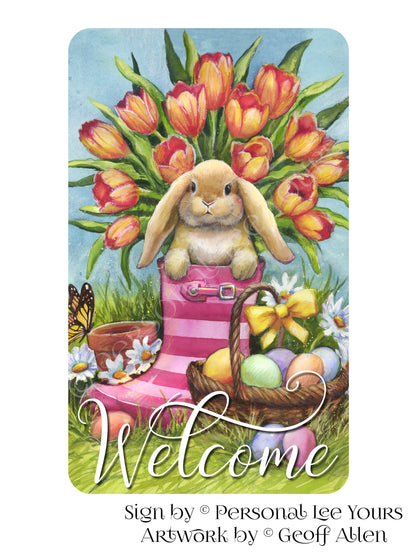 Geoff Allen Exclusive Sign * Bunny Boot Welcome * 3 Sizes * Lightweight Metal