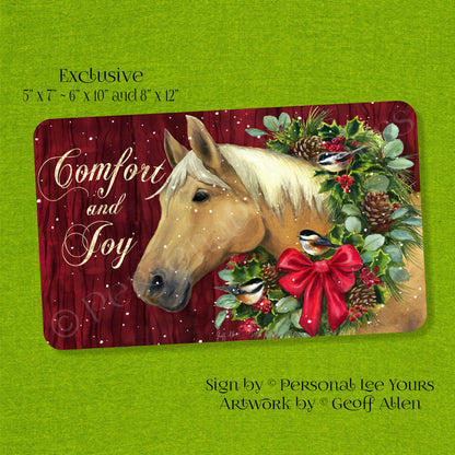 Geoff Allen Exclusive Sign * Comfort And Joy * Horse * Horizontal * 3 Sizes * Lightweight Metal