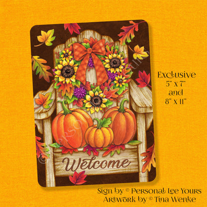 Tina Wenke Exclusive Sign * Fall Wreath * Adirondack Chair * Vertical * 2 Sizes * Lightweight Metal