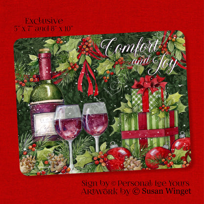 Susan Winget Exclusive Sign * Comfort and Joy * Wine * 2 Sizes * Lightweight Metal