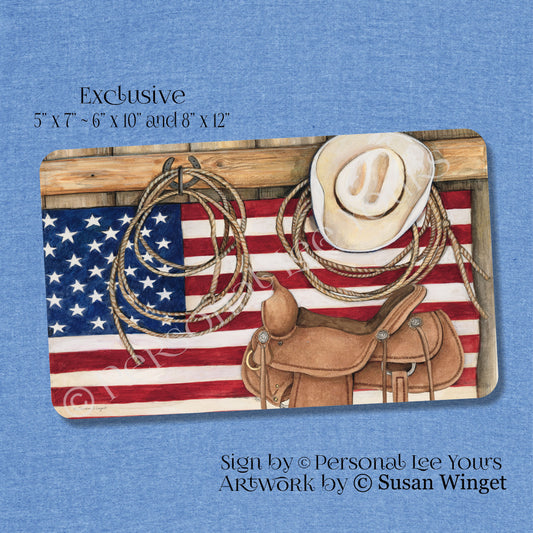 Susan Winget Exclusive Sign * Patriotic Stable * Horizontal * 3 Sizes * Lightweight Metal