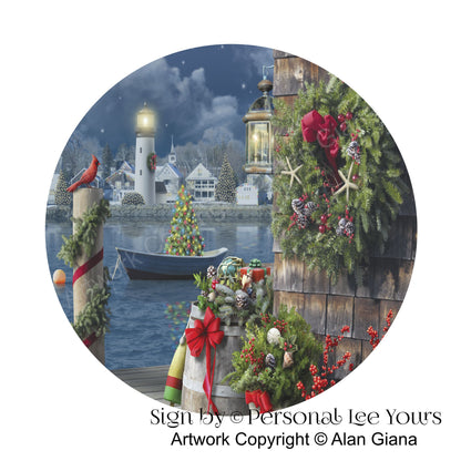 Alan Giana Exclusive Sign * Deck The Dock * Christmas * Round * Lightweight Metal