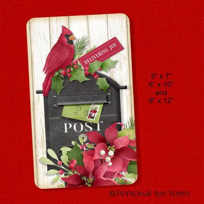 Christmas Wreath Sign * Delivering Joy * Cardinal * 3 Sizes * Lightweight Metal