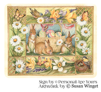 Susan Winget Exclusive Sign * Easter Bunny Basket Collage * 2 Sizes * Lightweight Metal