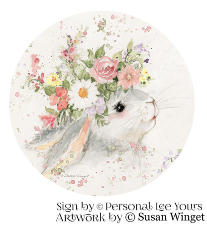 Susan Winget Exclusive Sign * Flower Bunny * Round * Lightweight Metal