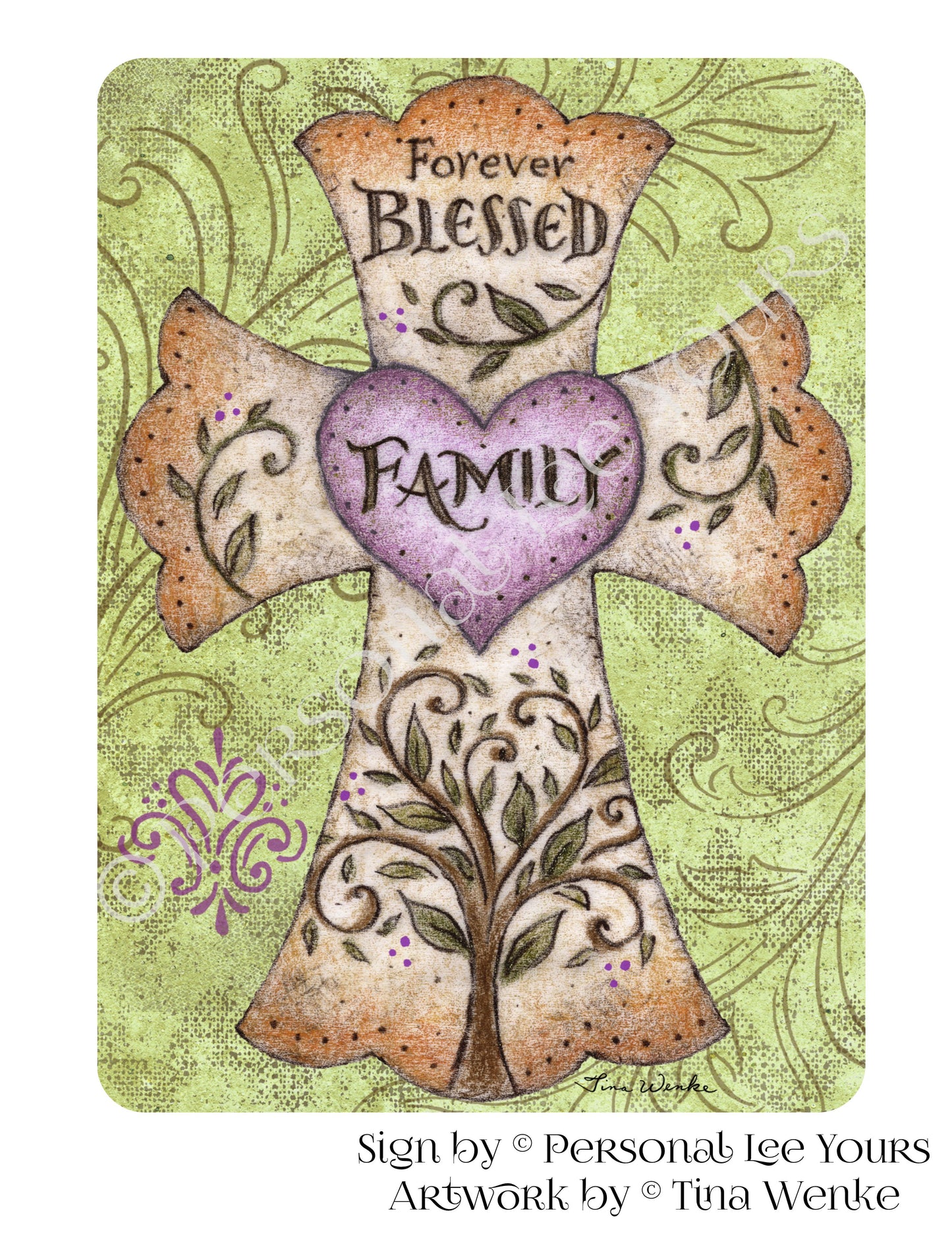 Tina Wenke Exclusive Sign * Forever Blessed Family Cross * 2 Sizes * Lightweight Metal