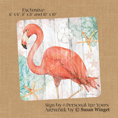 Susan Winget Exclusive Sign * Flamingo Beach * 3 Sizes * Lightweight Metal