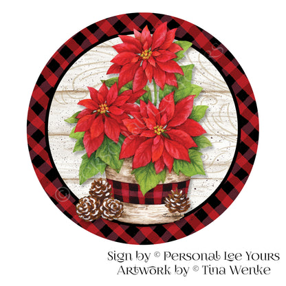 Tina Wenke Exclusive Sign * Farmhouse Poinsettia * Round * Lightweight Metal