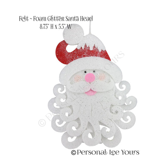 Wreath Accent * Foam ~ Felt Glitter Santa Head* Red, White, Black and Pink * 8.75" H x 5.5" W * Lightweight
