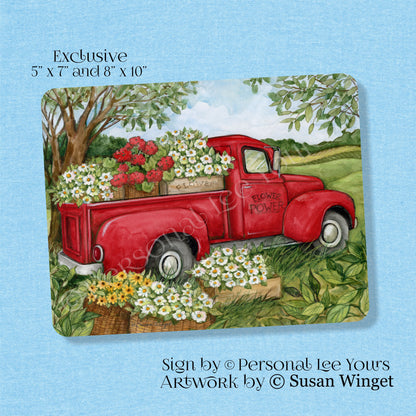 Susan Winget Exclusive Sign * Flower Power * Red Truck * 2 Sizes * Lightweight Metal