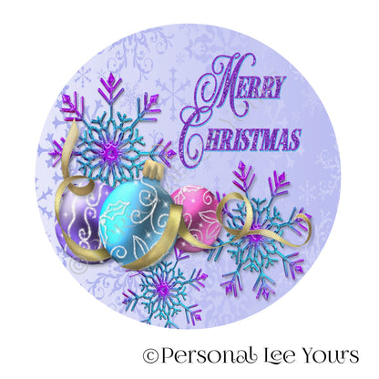Holiday Wreath Sign * Merry Christmas in Purple * Round * Lightweight Metal