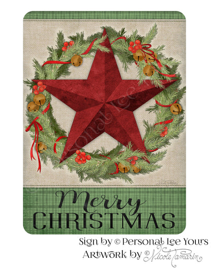 Nicole Tamarin Exclusive Sign * Farmhouse Wreath Barn Star Christmas * 2 Sizes * Lightweight Metal