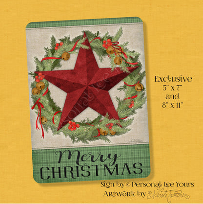 Nicole Tamarin Exclusive Sign * Farmhouse Wreath Barn Star Christmas * 2 Sizes * Lightweight Metal