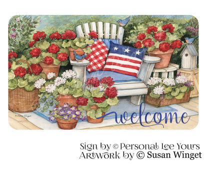Susan Winget Exclusive Sign * Geraniums On The Porch * 3 Sizes * Lightweight Metal
