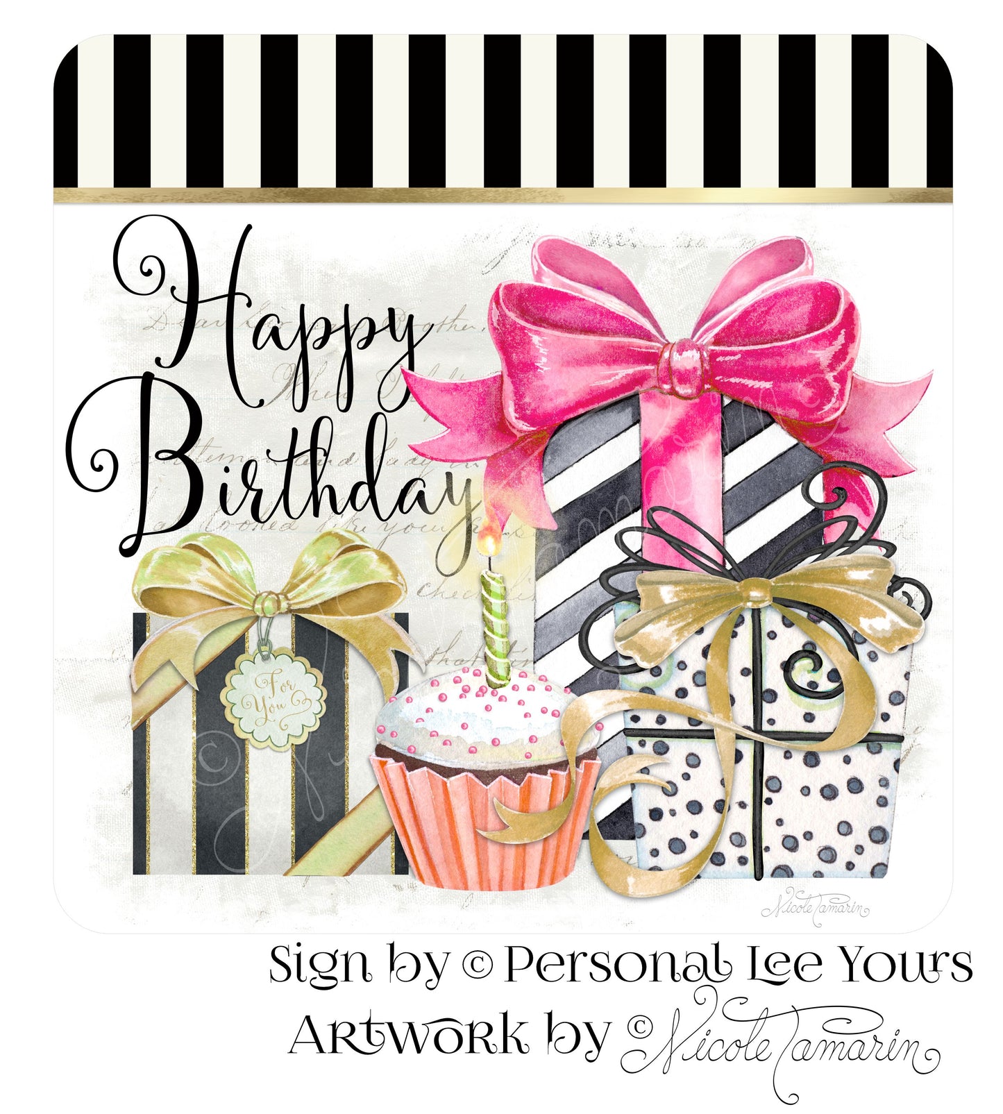 Nicole Tamarin Exclusive Sign * Happy Birthday  * 3 Sizes * Lightweight Metal