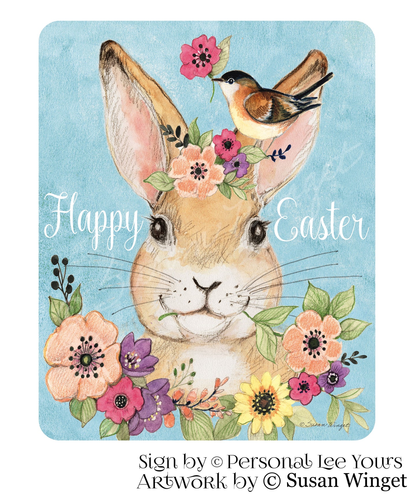 Susan Winget Exclusive Sign * Happy Easter Bunny And Friend * 2 Sizes * Lightweight Metal