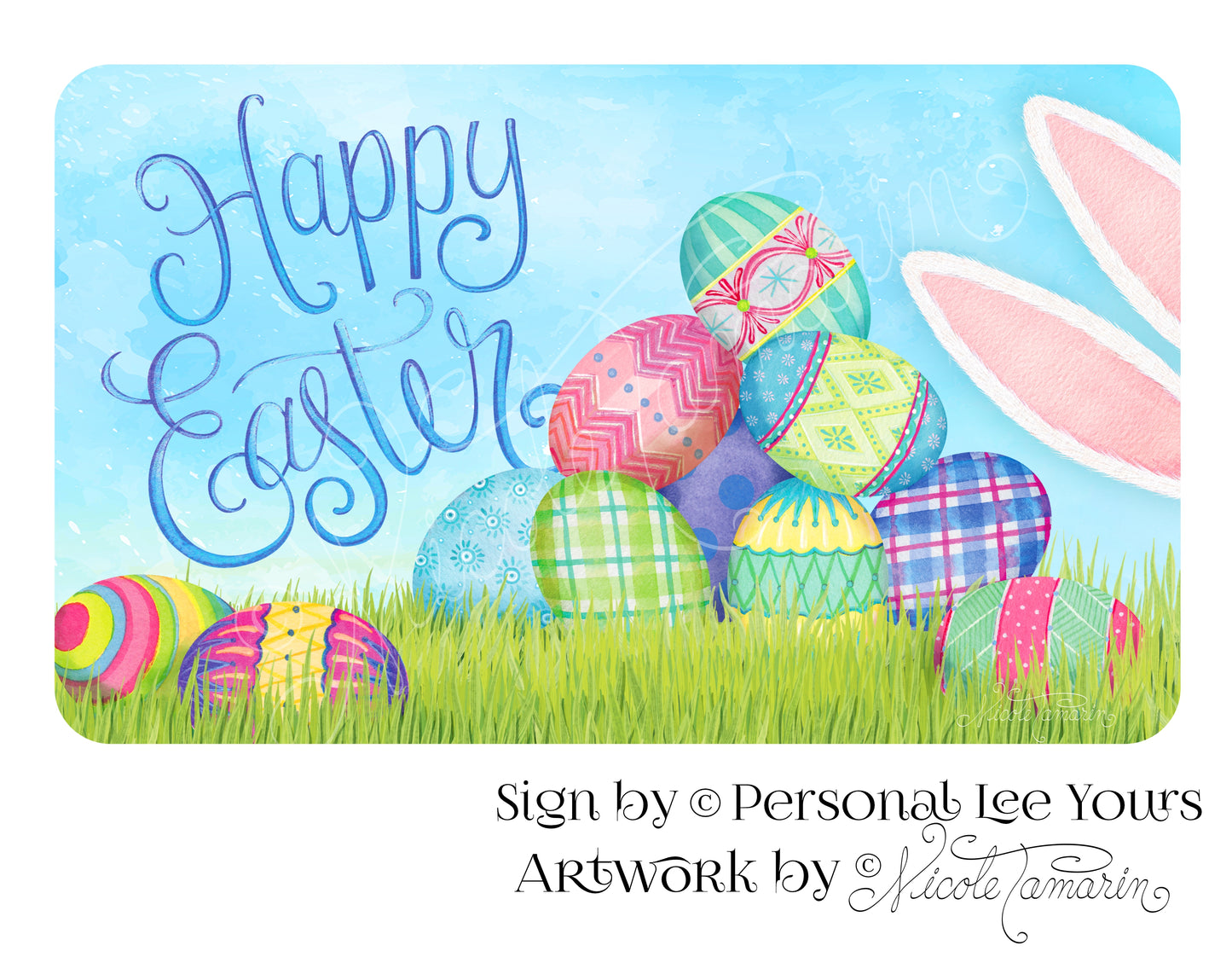 Nicole Tamarin Exclusive Sign * Happy Easter~ Sneaky Bunny * 3 Sizes * Lightweight Metal