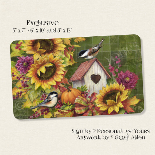 Geoff Allen Exclusive Sign * Sunflower Birdhouse * Horizontal * 3 Sizes * Lightweight Metal