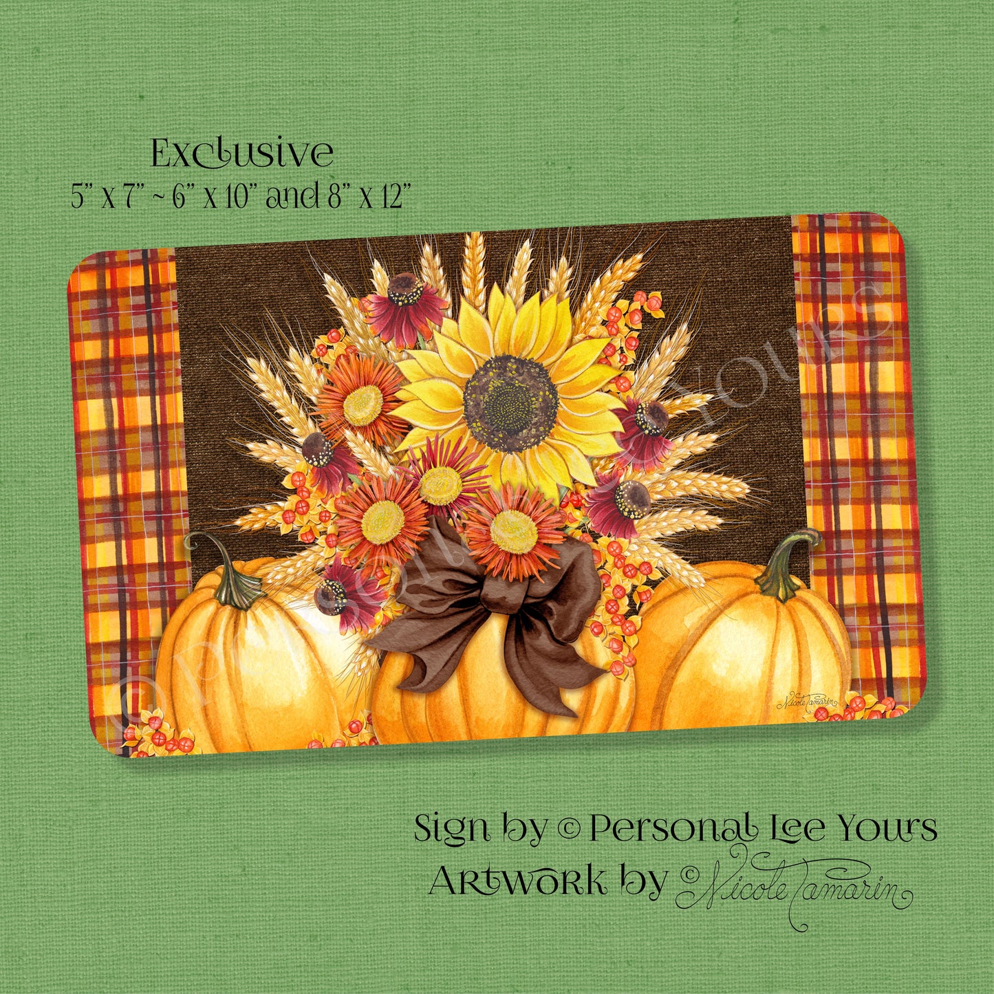 Nicole Tamarin Exclusive Sign * Autumn Sunflowers * Horizontal * 3 Sizes * Lightweight Metal