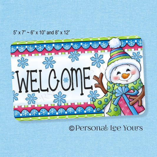 Christmas Wreath Sign * Happy Snowman Welcome * 3 Sizes * Lightweight Metal