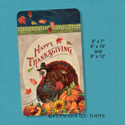 Holiday Wreath Sign * Happy Thanksgiving * Turkey & Pumpkins * 3 Sizes * Lightweight