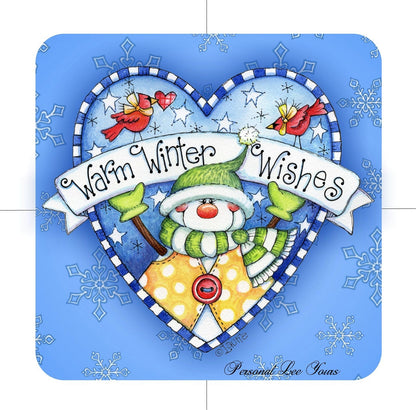 Wreath Sign * Warm Winter Wishes * Snowman *  3 Sizes * Lightweight Metal