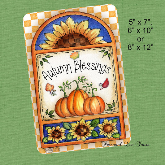 Metal Wreath Sign * Autumn Blessings * 3 Sizes * Lightweight