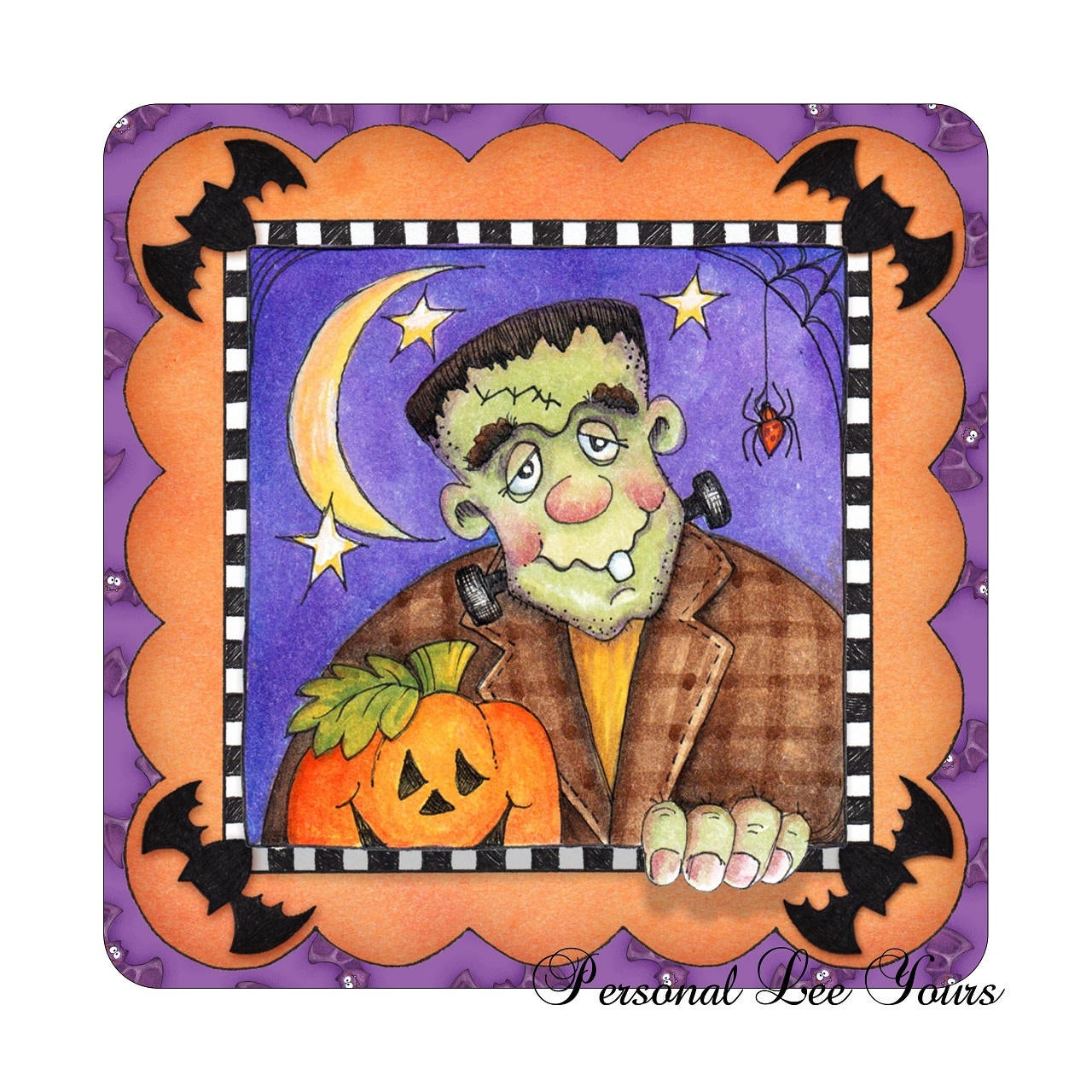 Halloween Wreath Sign * Frankie * 3 Sizes * Lightweight Metal