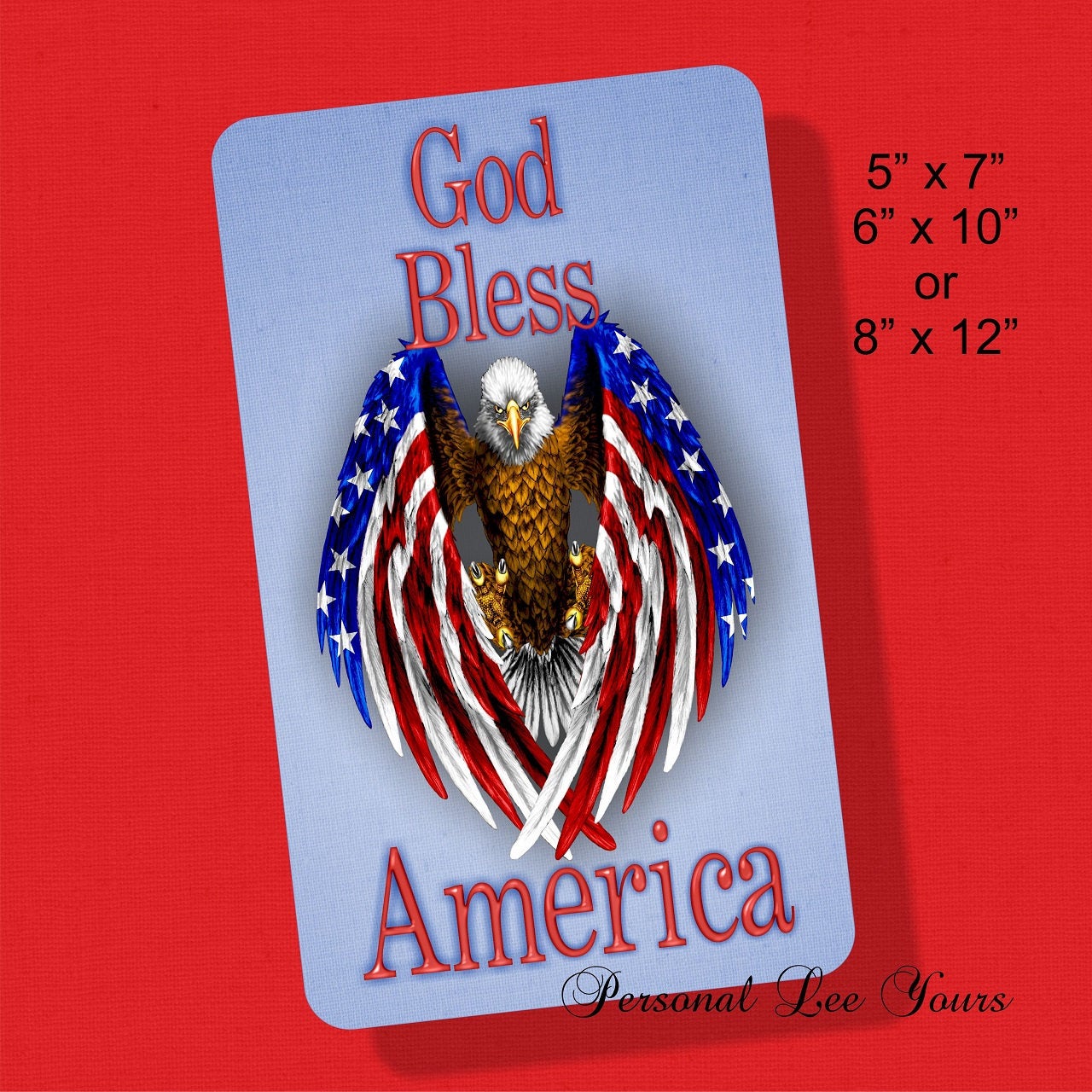 Wreath Sign * God Bless America Eagle *  3 Sizes * Lightweight Metal