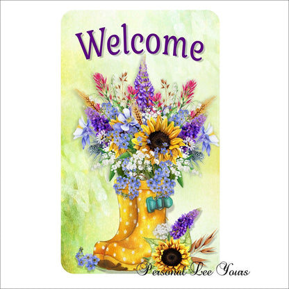 Metal Wreath Sign * Welcome Rain Boots * 3 Sizes * Lightweight