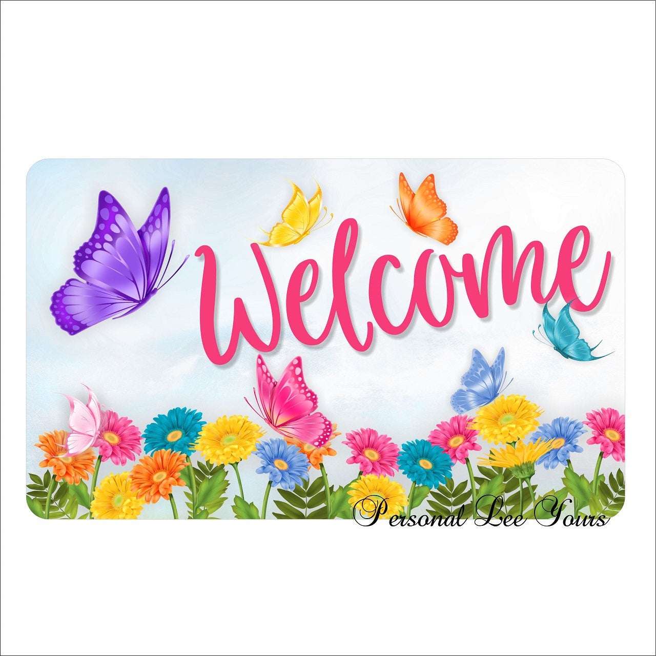 Metal Wreath Sign * Butterfly Welcome * 3 Sizes * Lightweight