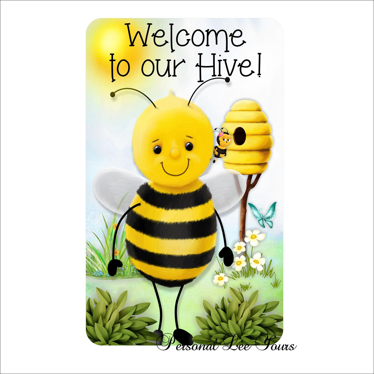 Metal Wreath Sign * Bee * Welcome To Our Hive * 4 Sizes * Lightweight