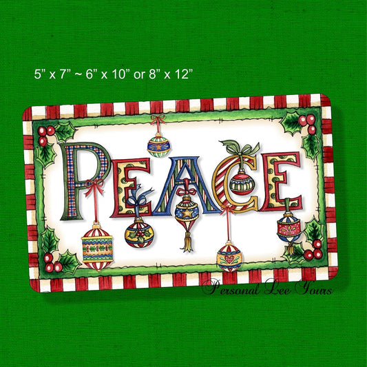 Christmas Wreath Sign * Peace * 3 Sizes * Lightweight Metal